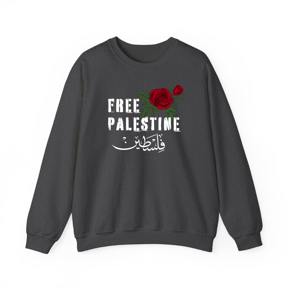 Free Palestine Red Rose Crewneck Sweatshirt