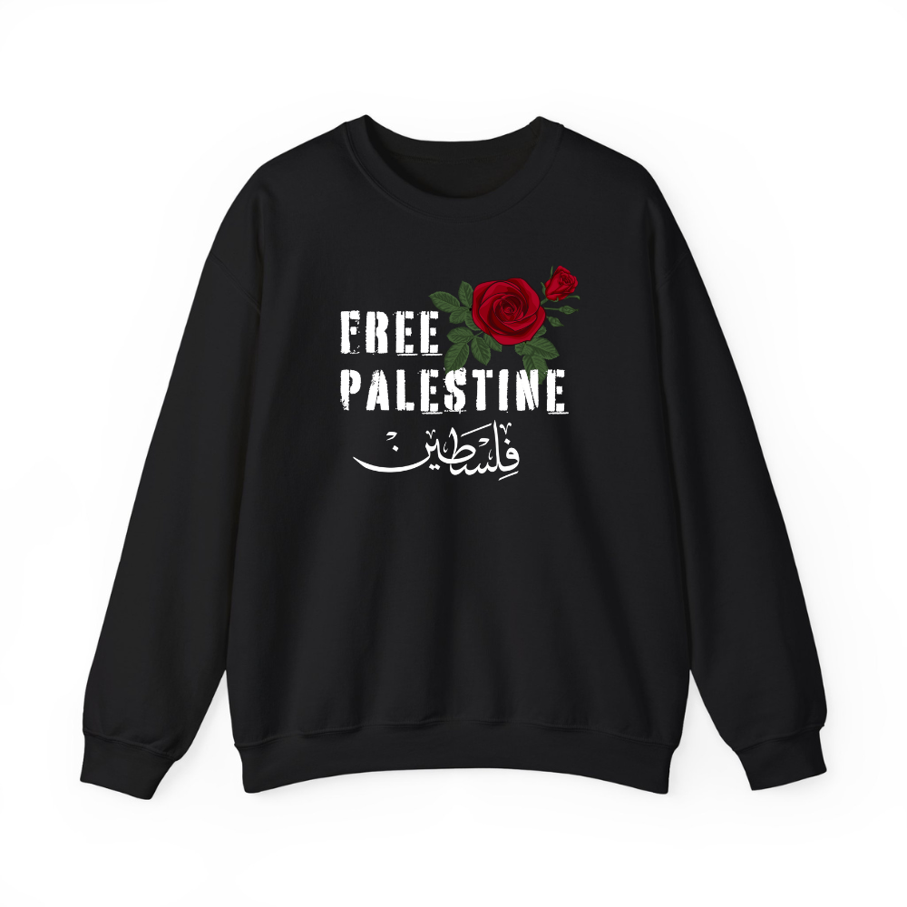 Free Palestine Red Rose Crewneck Sweatshirt