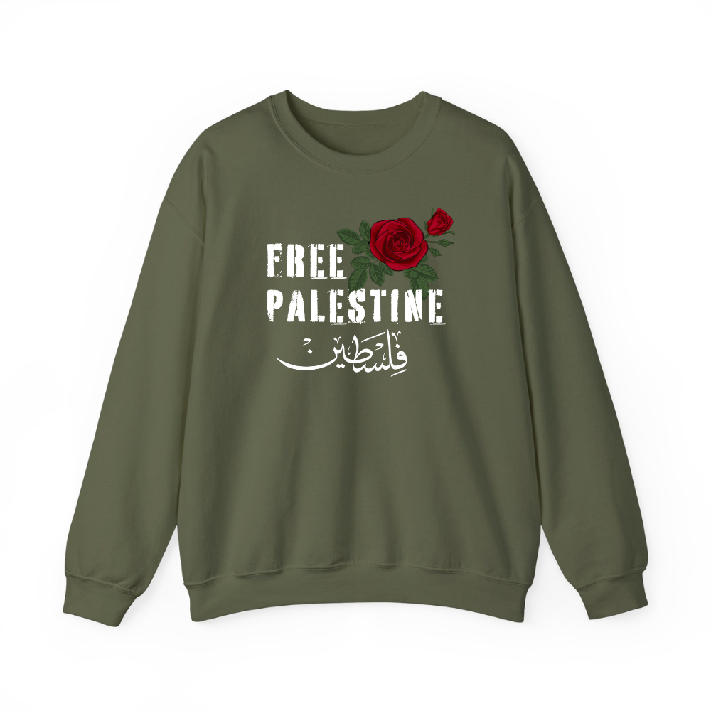 Free Palestine Red Rose Crewneck Sweatshirt