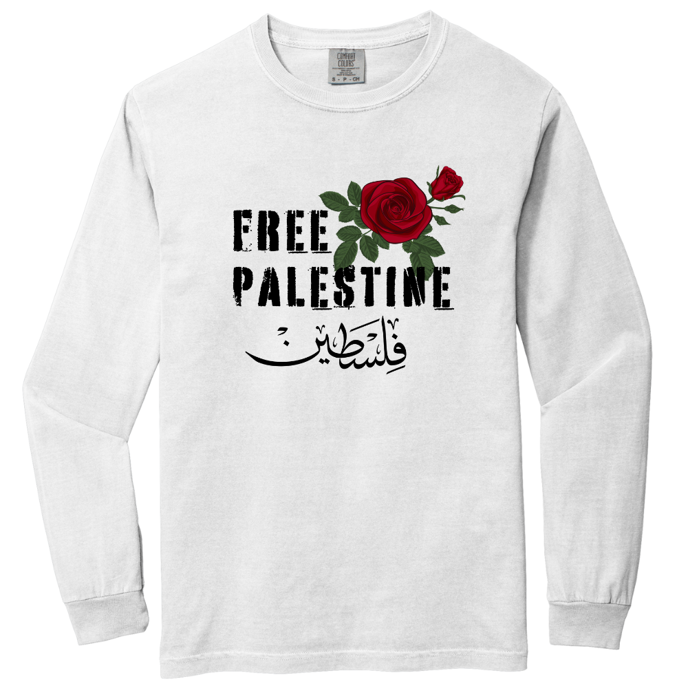 Free Palestine Red Rose Long Sleeve Tshirt