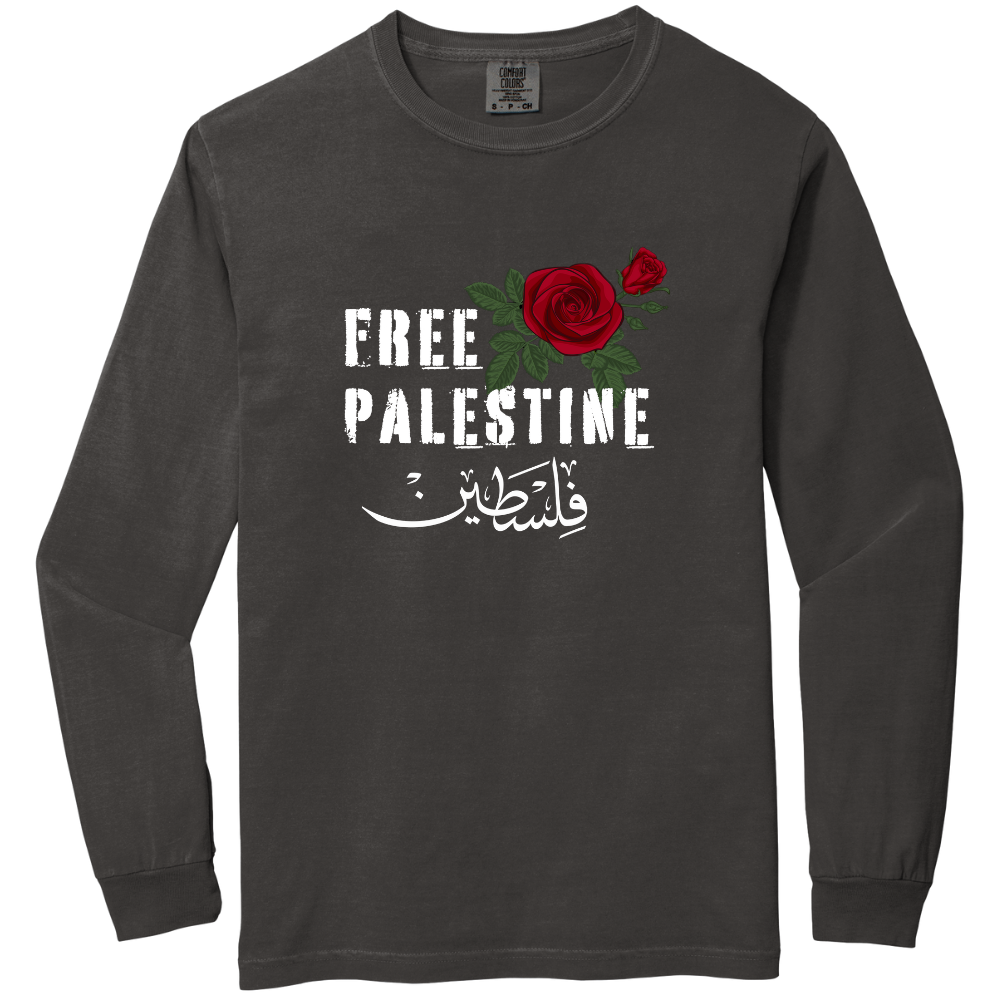 Free Palestine Red Rose Long Sleeve Tshirt