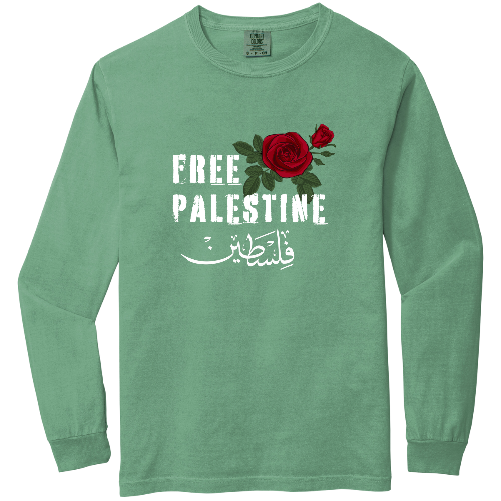 Free Palestine Red Rose Long Sleeve Tshirt