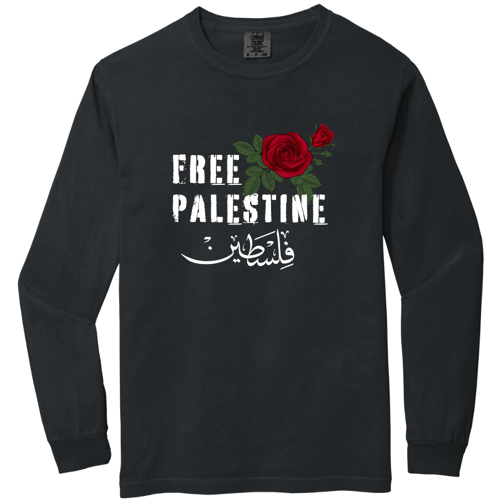 Free Palestine Red Rose Long Sleeve Tshirt