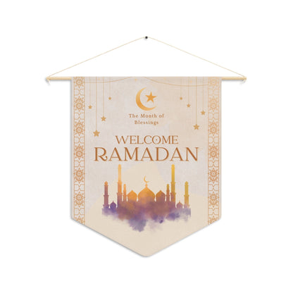 Welcome Ramadan Warm Watercolors Hanging Banner