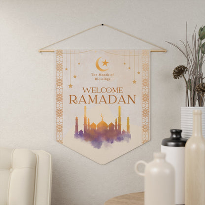 Welcome Ramadan Warm Watercolors Hanging Banner