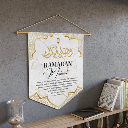 White and Gold Regal Ramadan Mubarak Hanging Banner