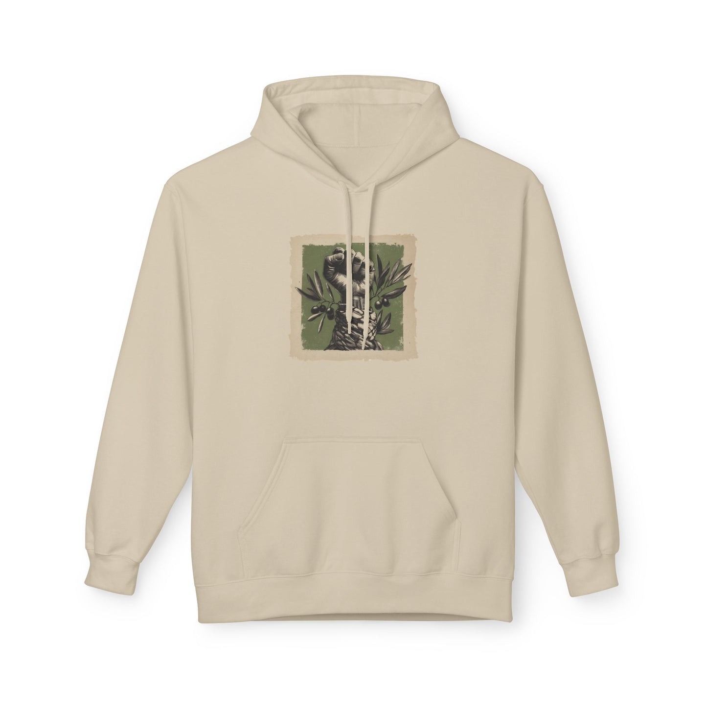 Olive and Keffiyeh Palestine Hoodie