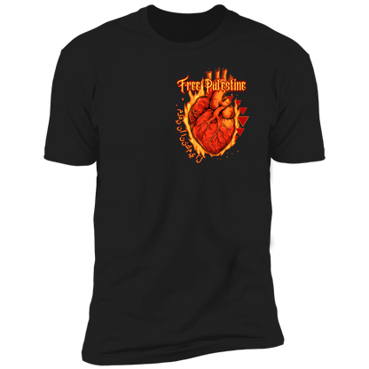 Flaming Heart Free Palestine Tshirt