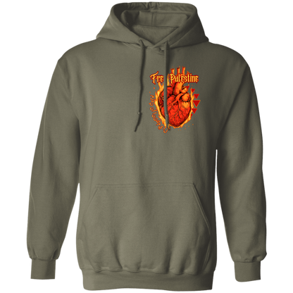 Flaming Heart Free Palestine Hoodie