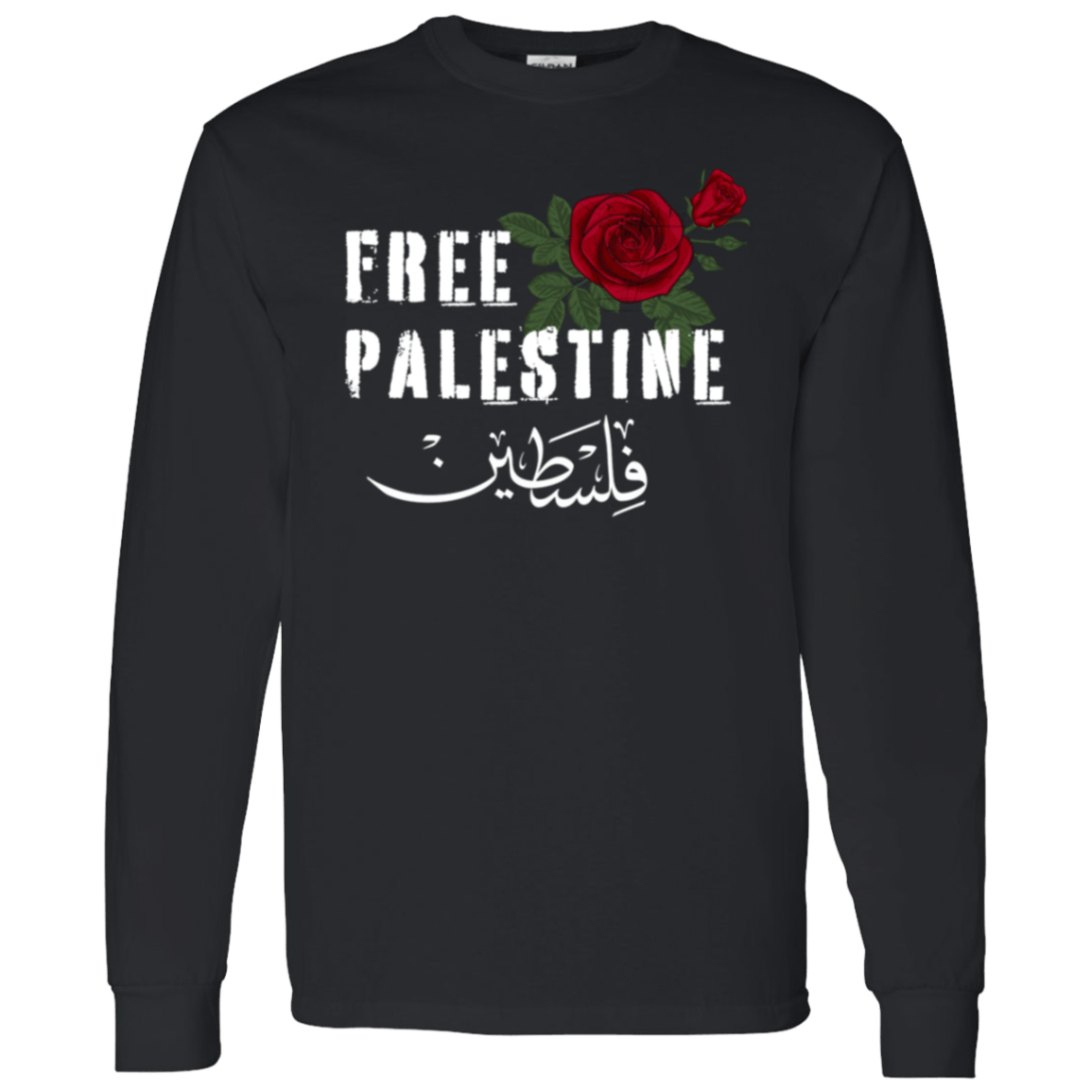 Free Palestine Red Rose Long Sleeved Tshirt