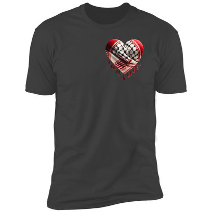 Red Keffiyeh Heart Palestine Support Tshirt