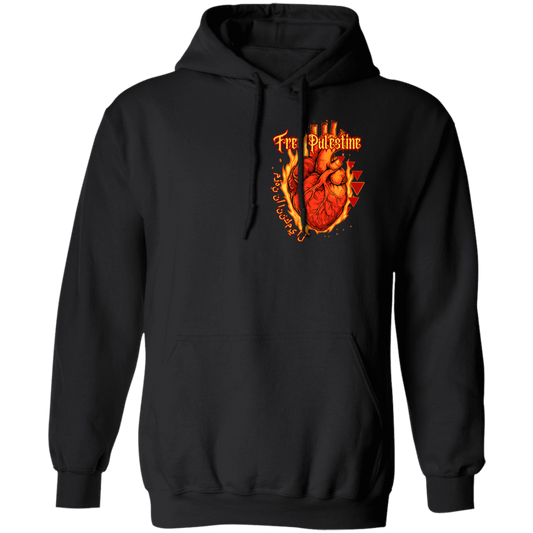 Flaming Heart Free Palestine Hoodie