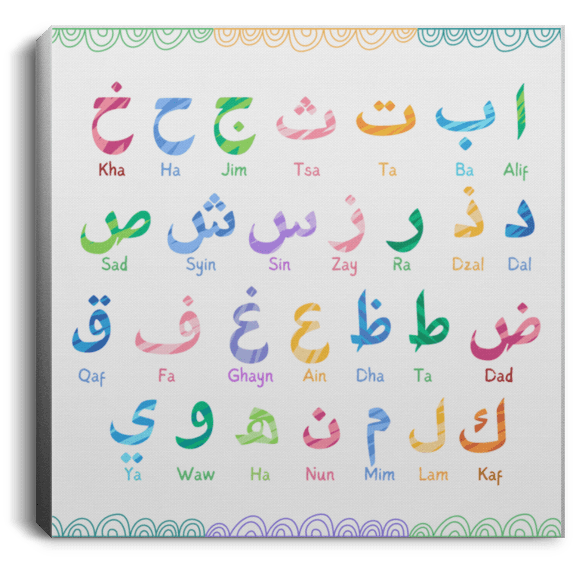 Arabic Alphabet Wall Art - Muslim Child Bedroom Decor