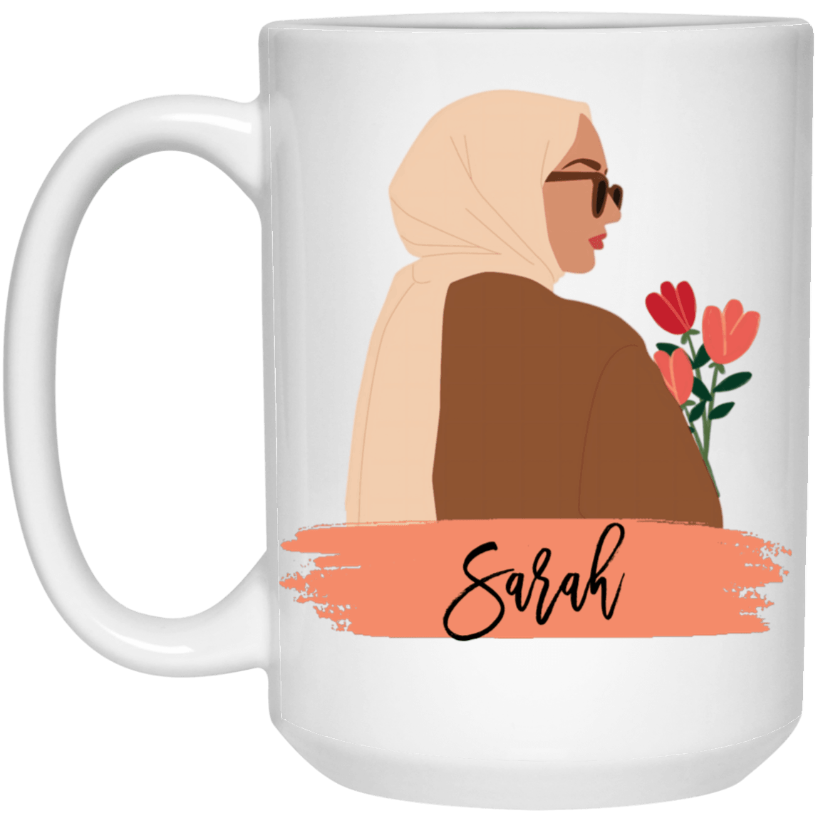 Abstract Hijabi Personalized Name White Coffee Mug - SunnahBay