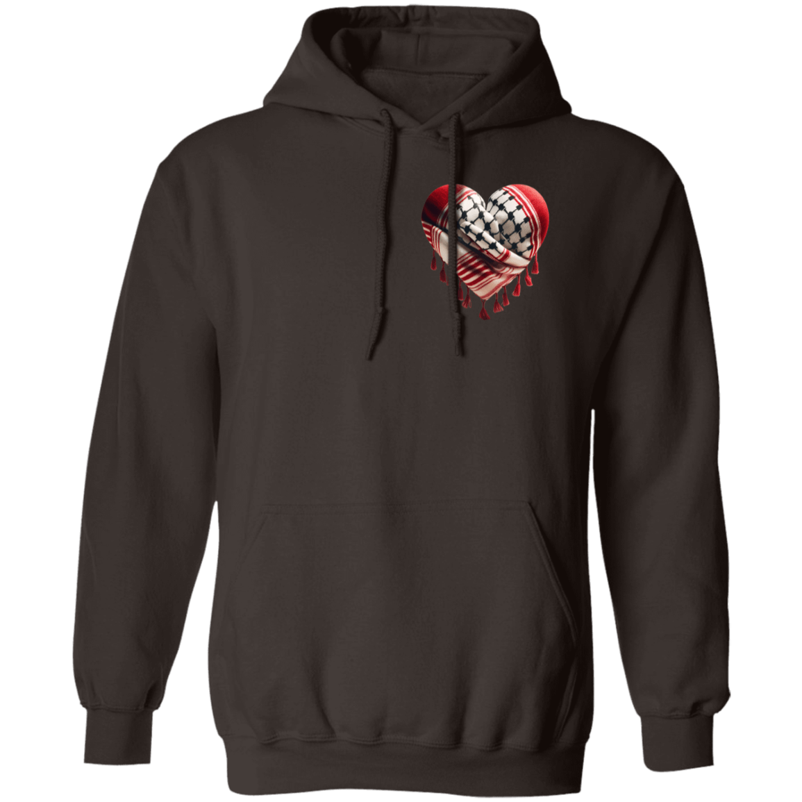 Red Keffiyeh Heart Palestine Support Hoodie