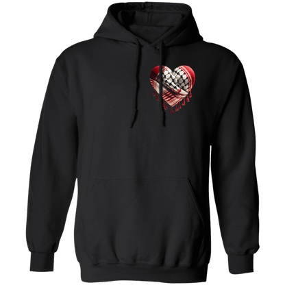 Red Keffiyeh Heart Palestine Support Hoodie