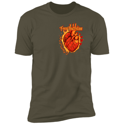 Flaming Heart Free Palestine Tshirt