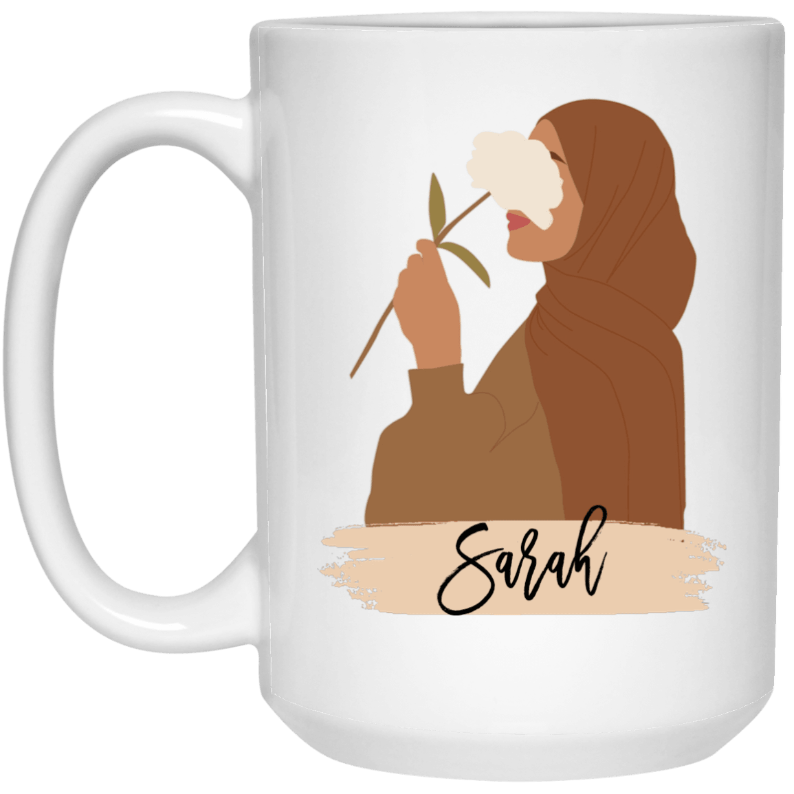 Abstract Hijabi Personalized Name White Coffee Mug - SunnahBay
