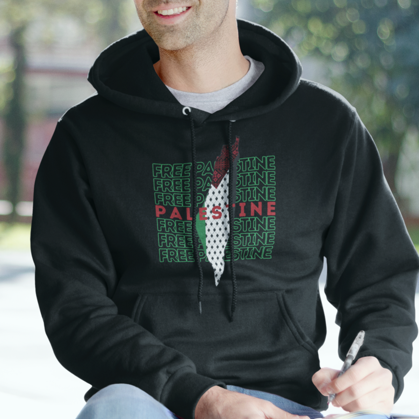 Free Palestine Green Map Hoodie