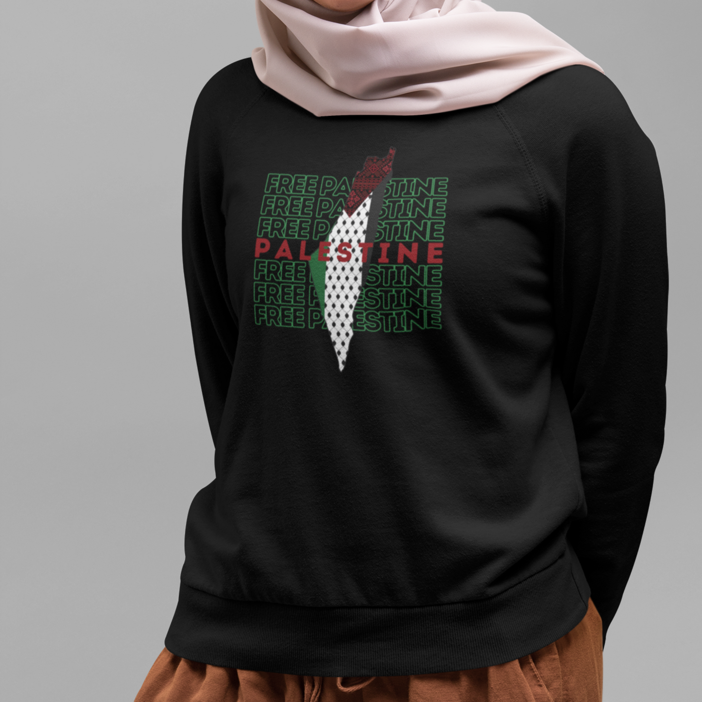 Free Palestine Green Map Sweatshirt