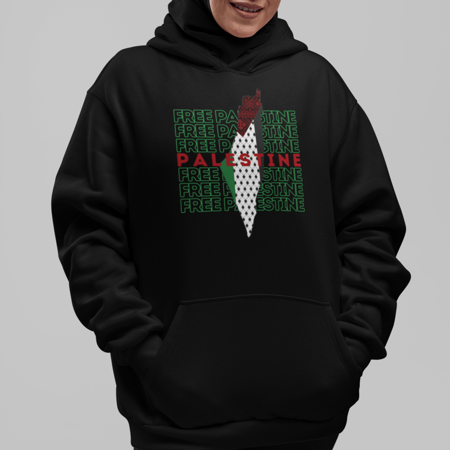 Free Palestine Green Map Hoodie