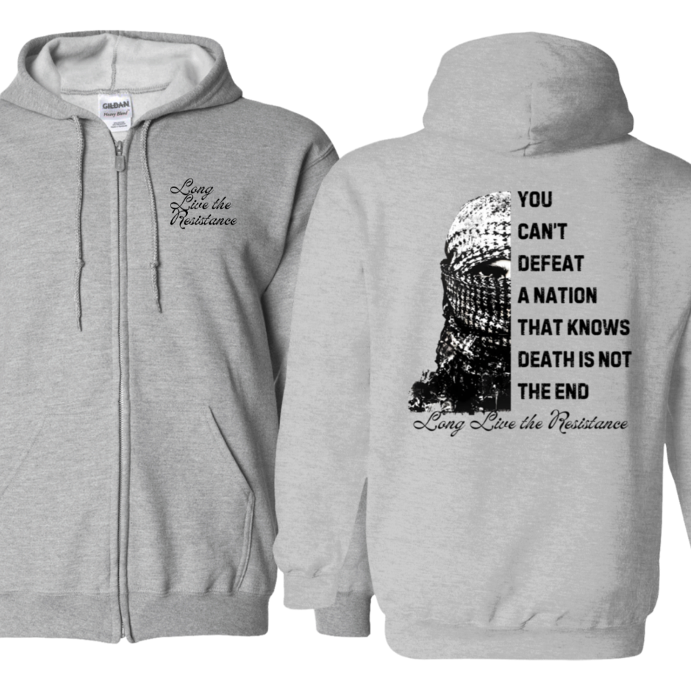 You Can't Defeat a Nation Palestine ZIP UP Hoodie