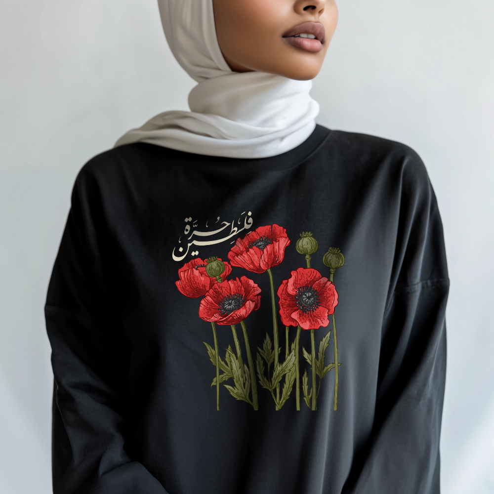 Free Palestine Red Poppy Long Sleeve Tshirt