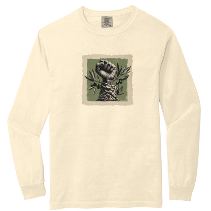 Olive and Keffiyeh Long Sleeve Palestine Tshirt