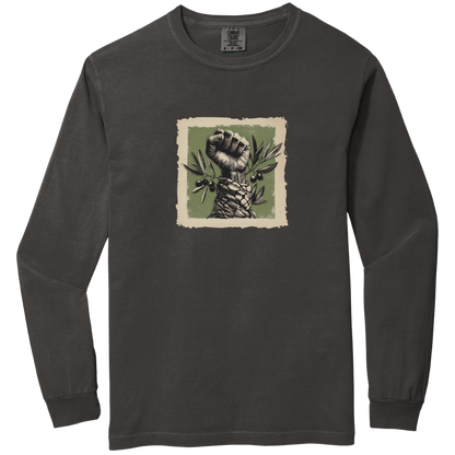 Olive and Keffiyeh Long Sleeve Palestine Tshirt