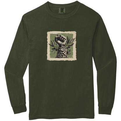 Olive and Keffiyeh Long Sleeve Palestine Tshirt