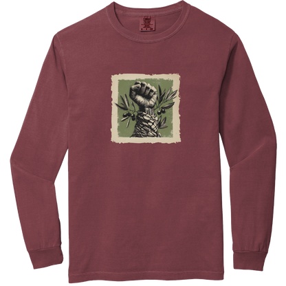 Olive and Keffiyeh Long Sleeve Palestine Tshirt