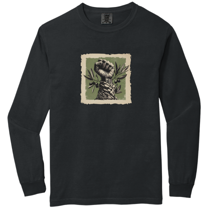 Olive and Keffiyeh Long Sleeve Palestine Tshirt