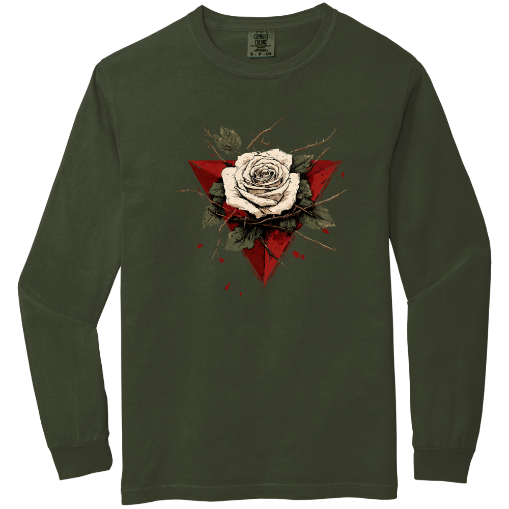 Beautiful White Rose Palestinian Resistance Long Sleeve Tshirt