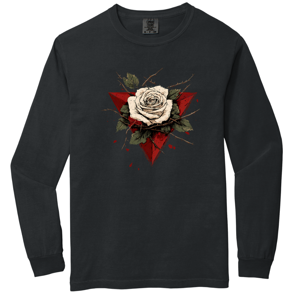 Beautiful White Rose Palestinian Resistance Long Sleeve Tshirt