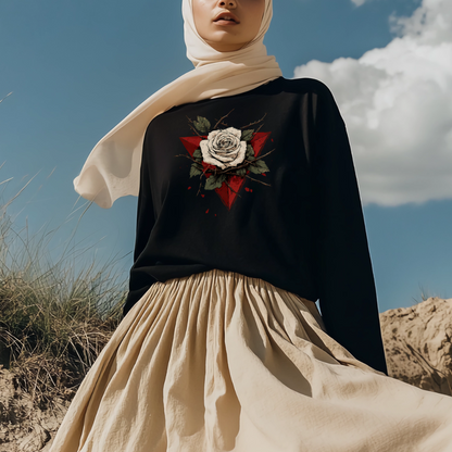 Beautiful White Rose Palestinian Resistance Long Sleeve Tshirt