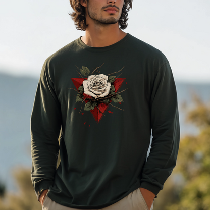 Beautiful White Rose Palestinian Resistance Long Sleeve Tshirt