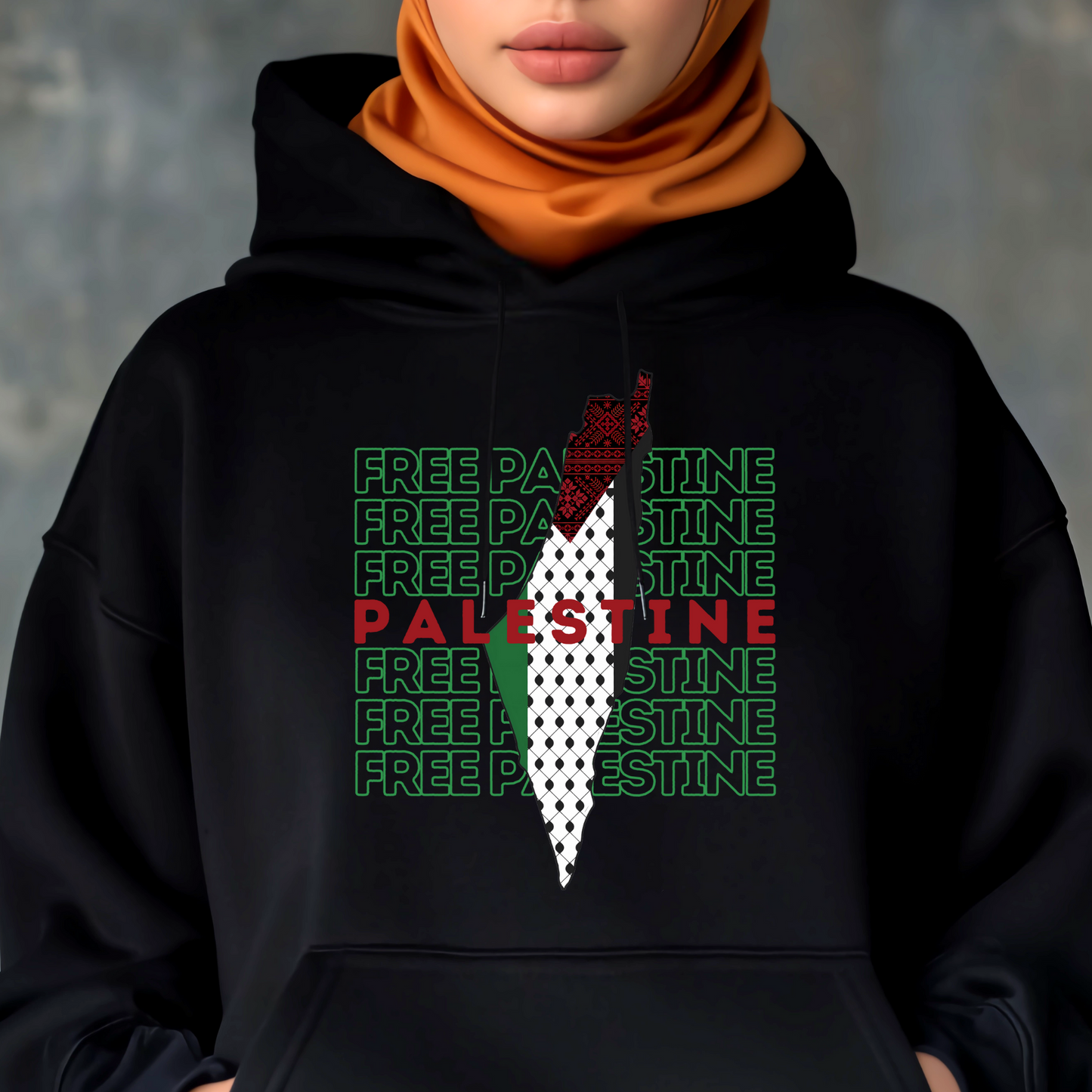 Free Palestine Green Map Hoodie