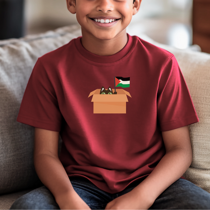 Shy Cat in a Box Palestine Kids Tshirt