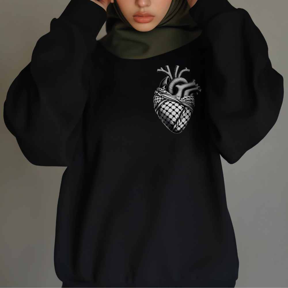 Anatomical Heart Wrapped In Keffiyeh Scarf Sweatshirt