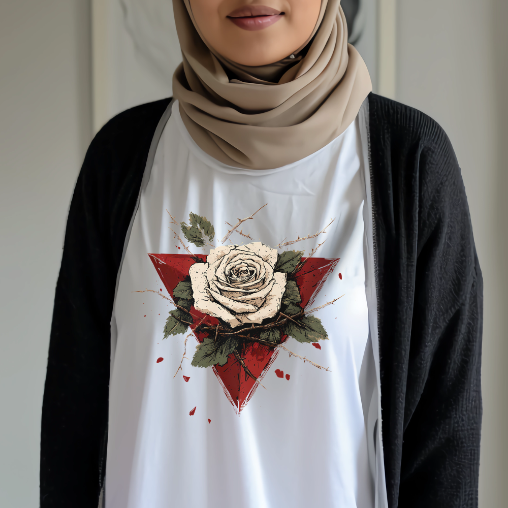 Beautiful White Rose Palestinian Resistance Tshirt