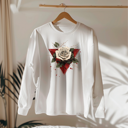 Beautiful White Rose Palestinian Resistance Long Sleeve Tshirt