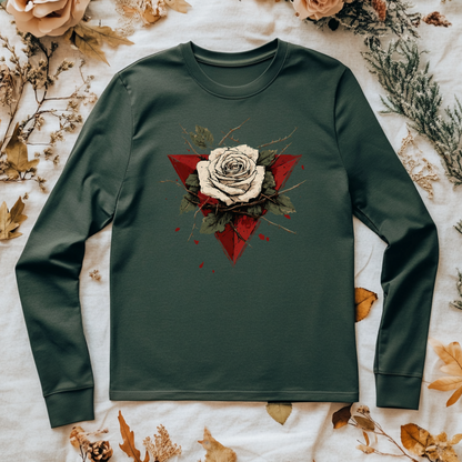 Beautiful White Rose Palestinian Resistance Long Sleeve Tshirt