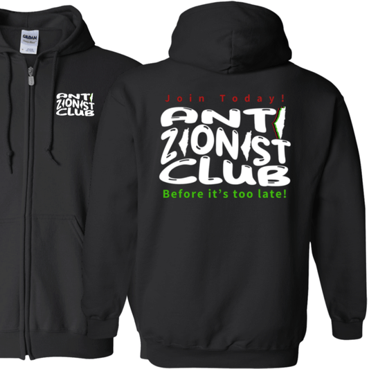 Anti Zionist Club 2 Palestine Support Zip Up Hoodie