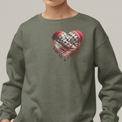 Red Keffiyeh Heart Palestine Support Sweatshirt