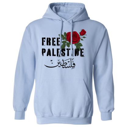 Free Palestine with Red Rose and Arabic Unisex Hoodie