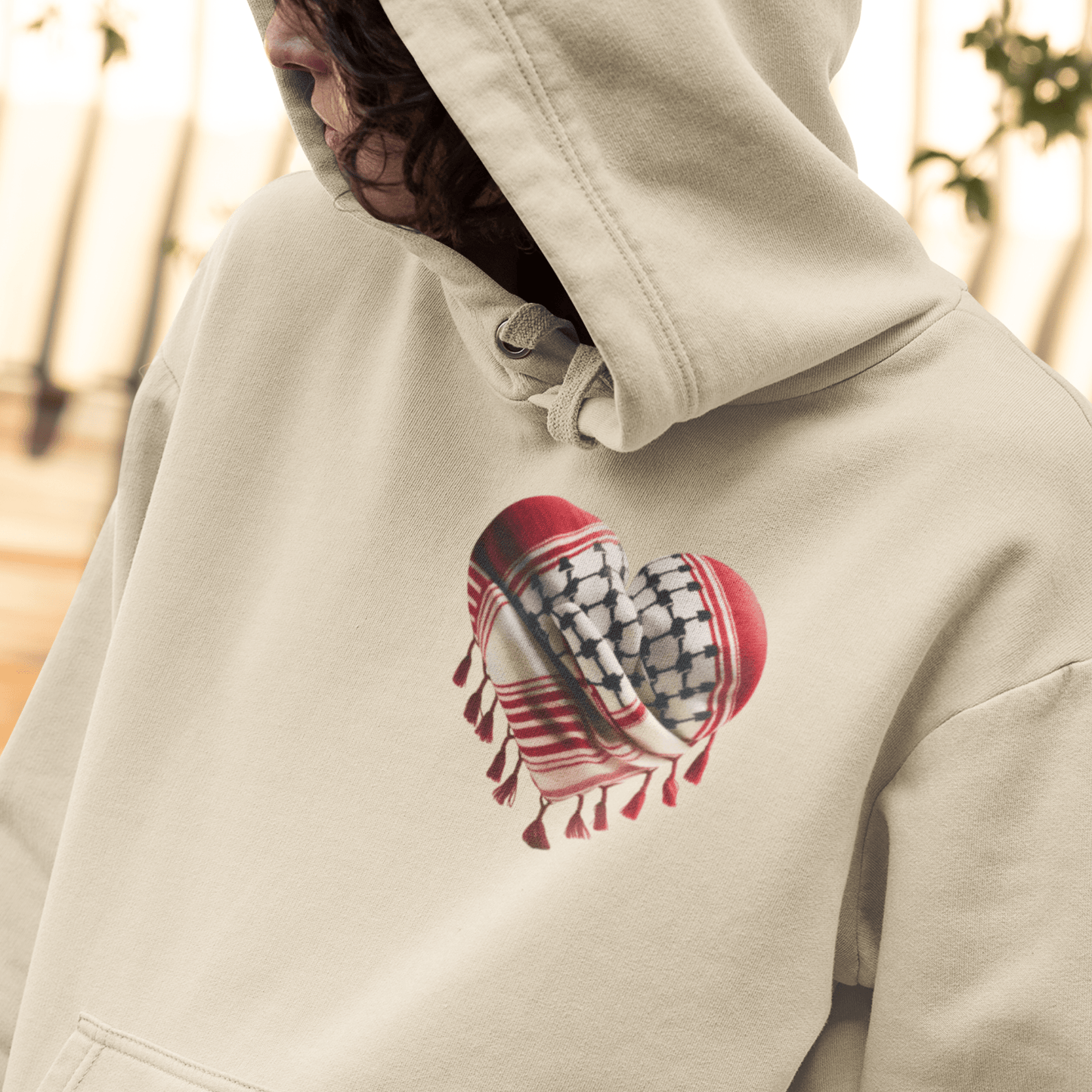 Red Keffiyeh Heart Palestine Support Hoodie