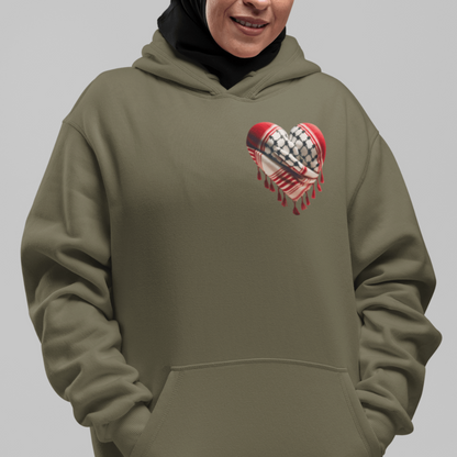 Red Keffiyeh Heart Palestine Support Hoodie