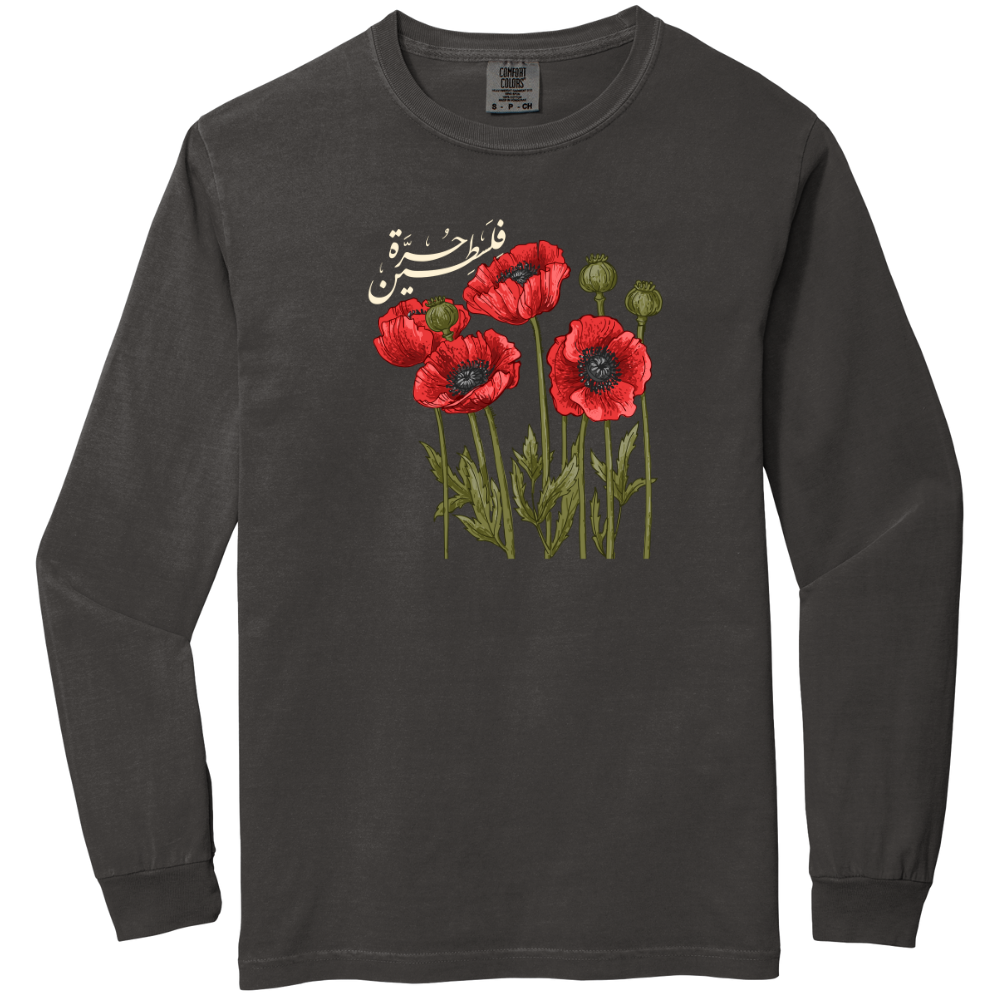 Free Palestine Red Poppy Long Sleeve Tshirt