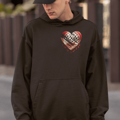 Red Keffiyeh Heart Palestine Support Hoodie