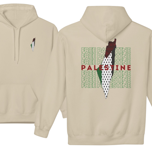 Free Palestine Green Letters Hoodie